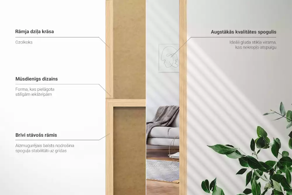 Ganzkörperspiegel mit eichenfarbenem Rahmen