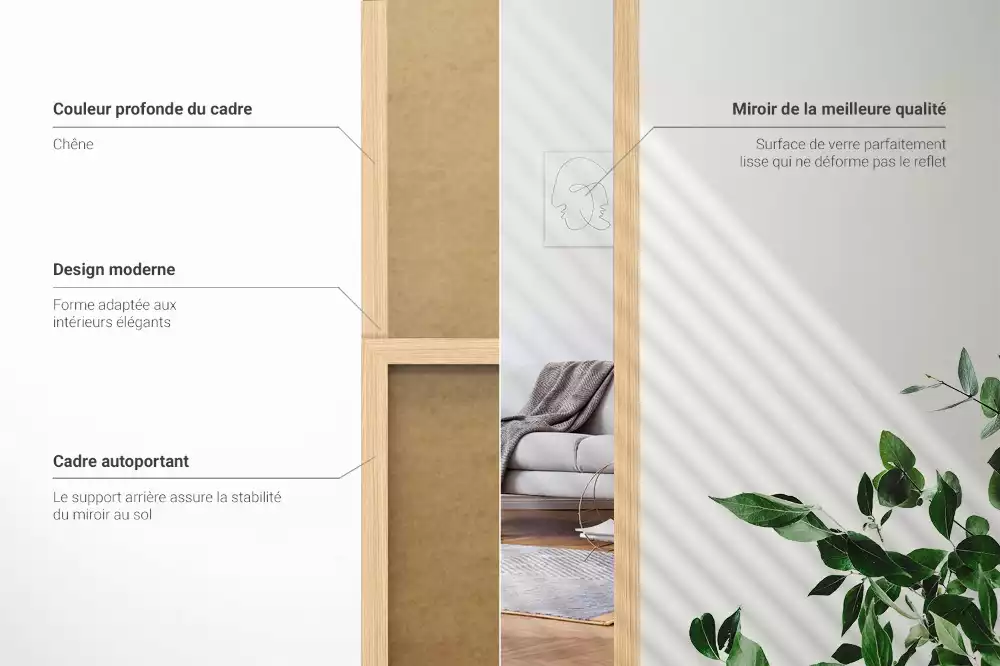 Ganzkörperspiegel mit eichenfarbenem Rahmen