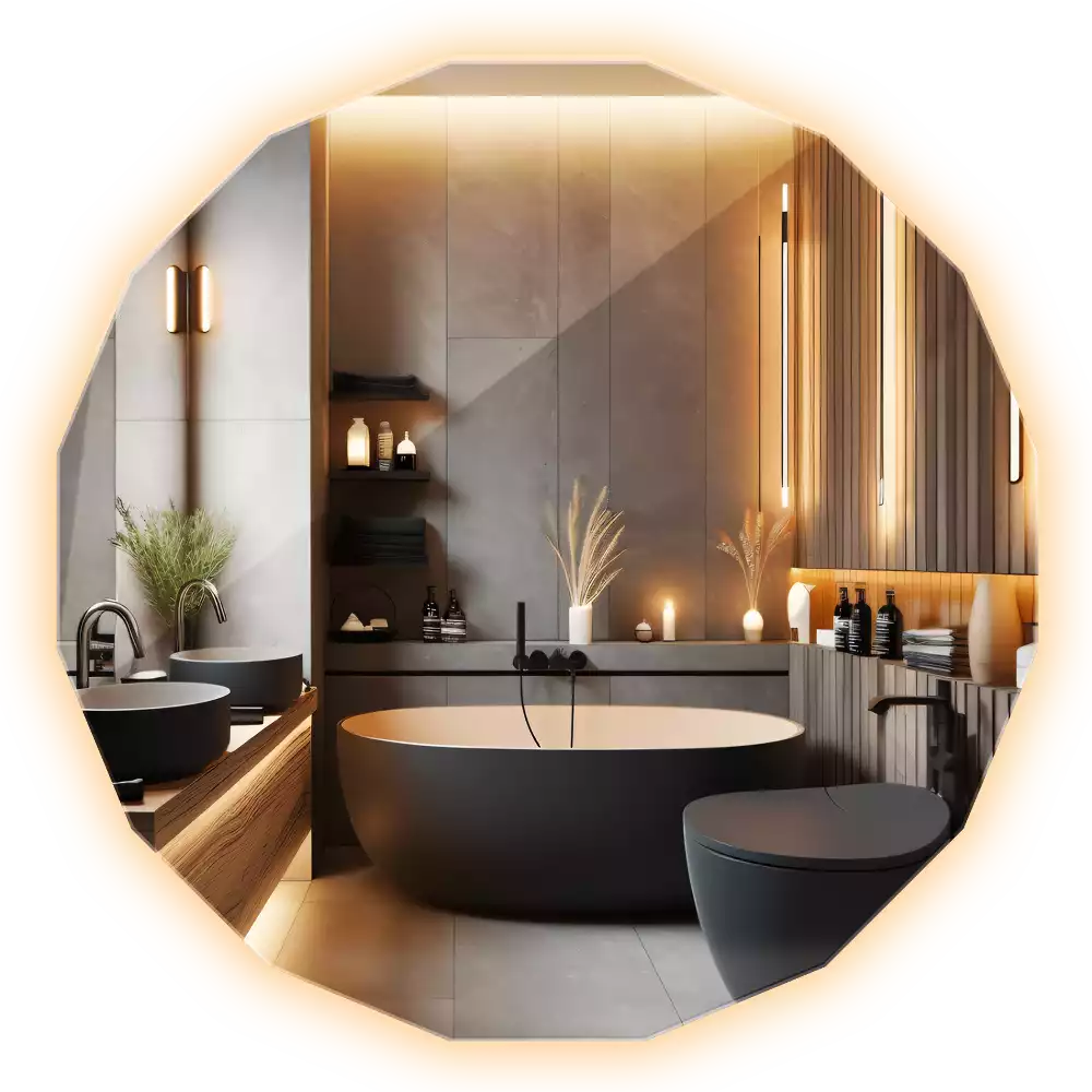 Polygonale Spiegel mit LED-Beleuchtung