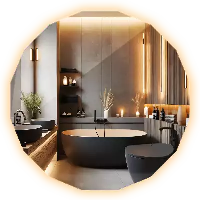 Polygonale Spiegel mit LED-Beleuchtung