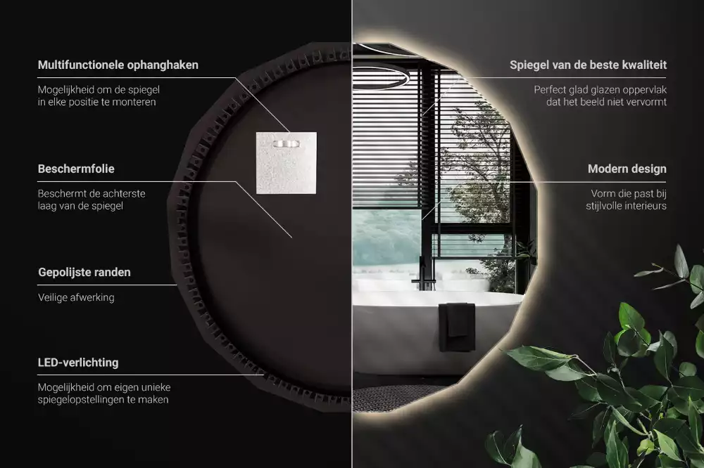 Polygonale Spiegel mit LED-Beleuchtung