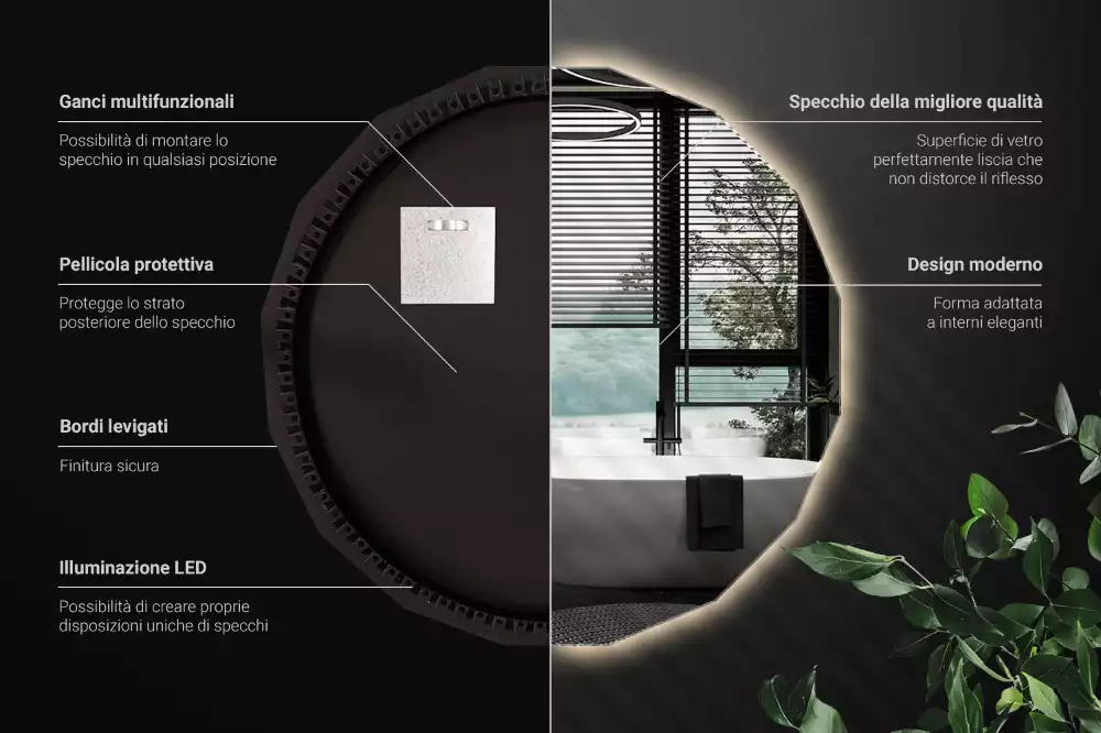 Polygonale Spiegel mit LED-Beleuchtung