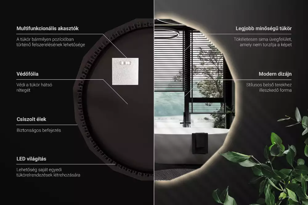 Polygonale Spiegel mit LED-Beleuchtung