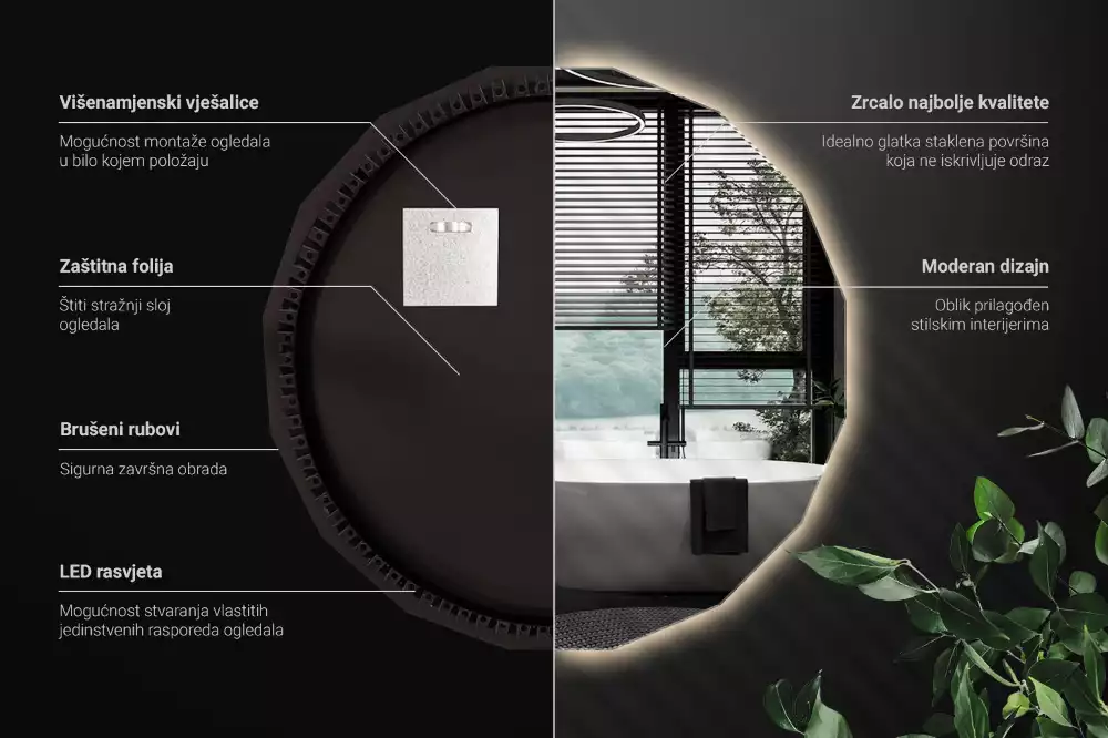 Polygonale Spiegel mit LED-Beleuchtung