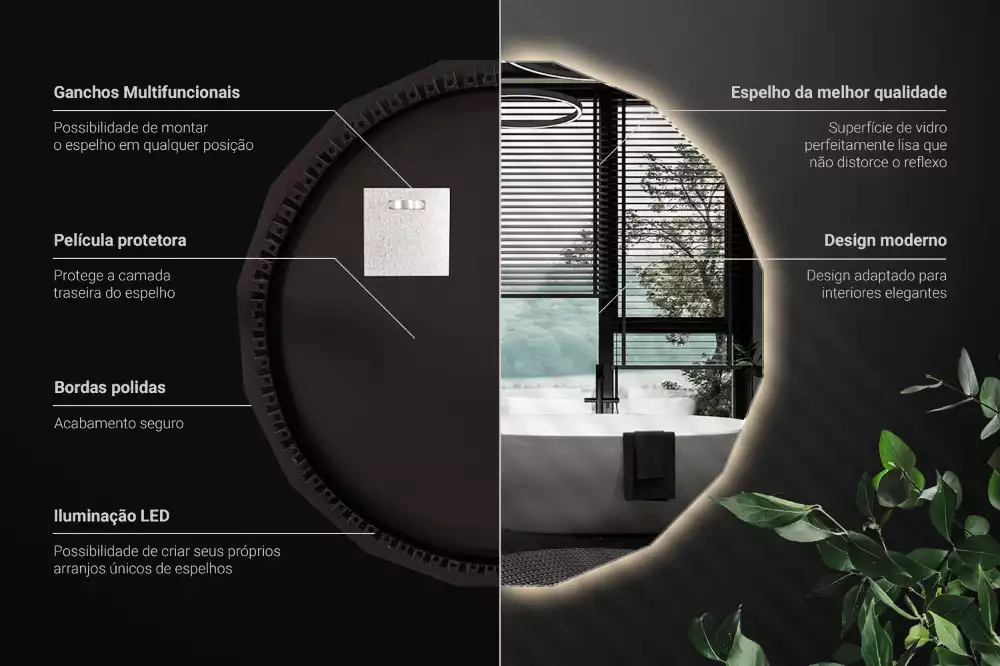 Polygonale Spiegel mit LED-Beleuchtung