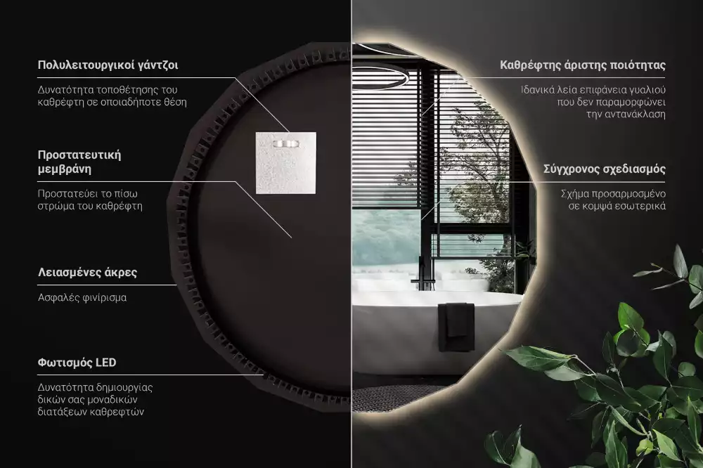 Polygonale Spiegel mit LED-Beleuchtung