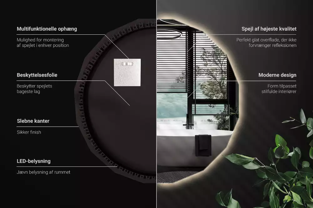 Polygonale Spiegel mit LED-Beleuchtung