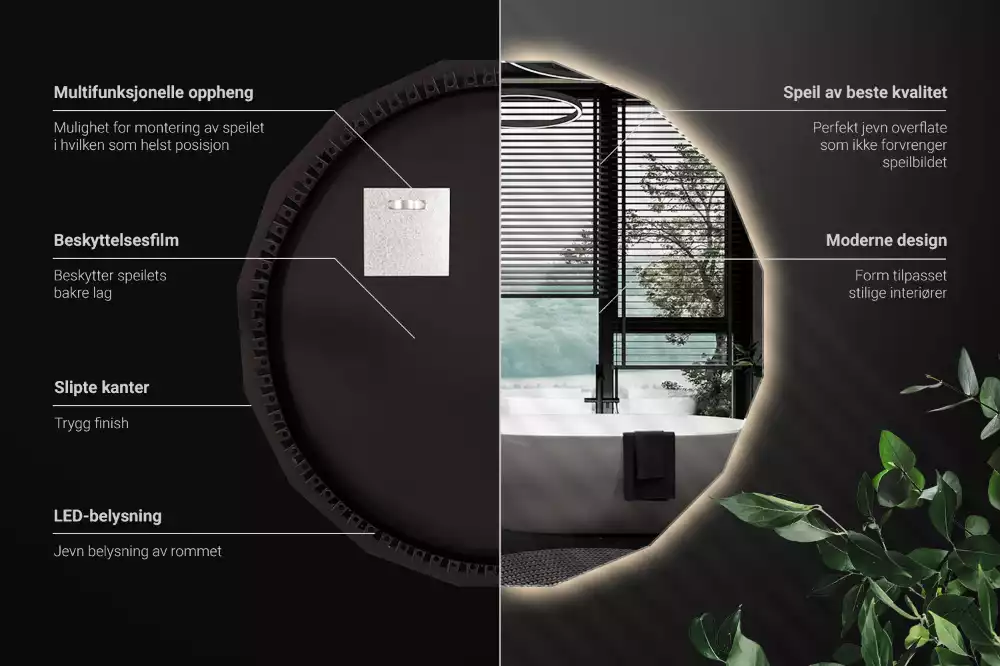 Polygonale Spiegel mit LED-Beleuchtung