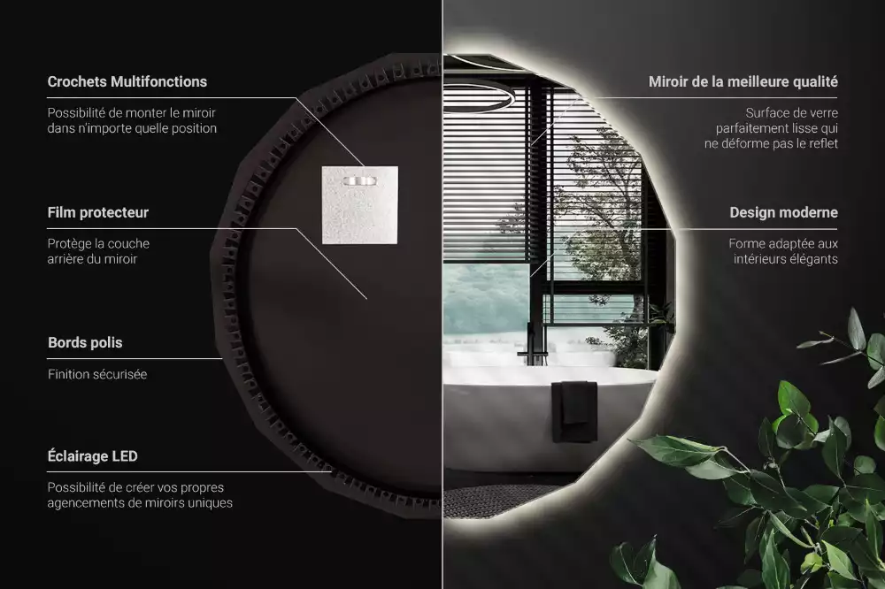 Polygonale Spiegel mit LED-Beleuchtung