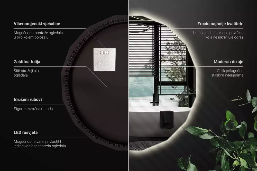 Polygonale Spiegel mit LED-Beleuchtung