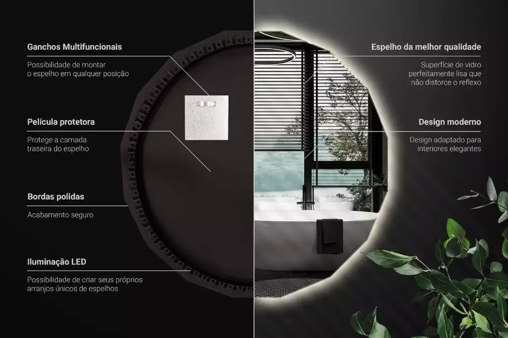 Polygonale Spiegel mit LED-Beleuchtung
