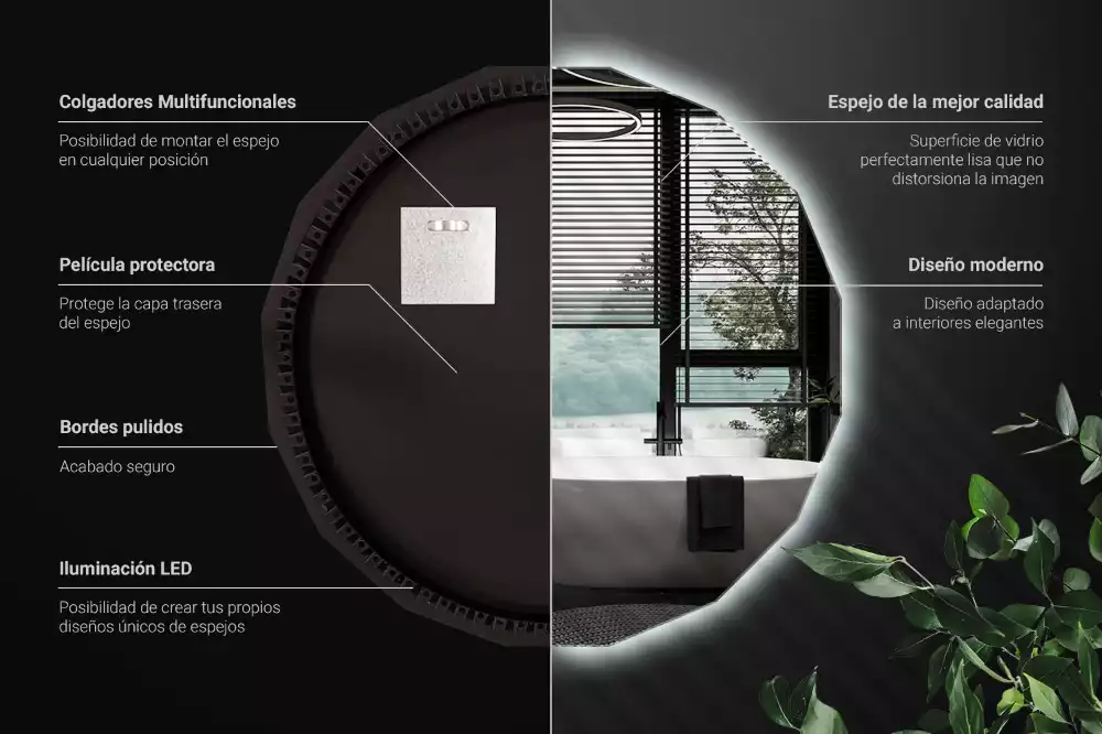 Polygonale Spiegel mit LED-Beleuchtung