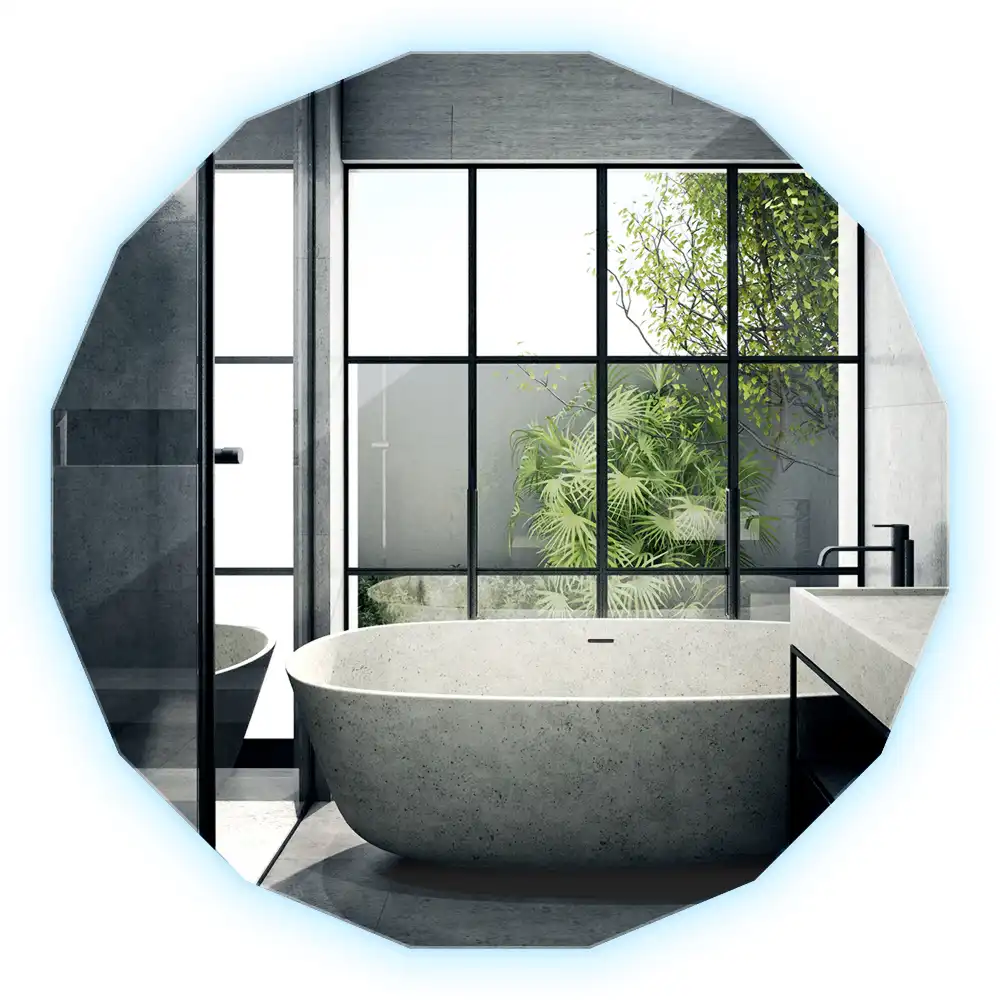 Polygonale Spiegel mit LED-Beleuchtung