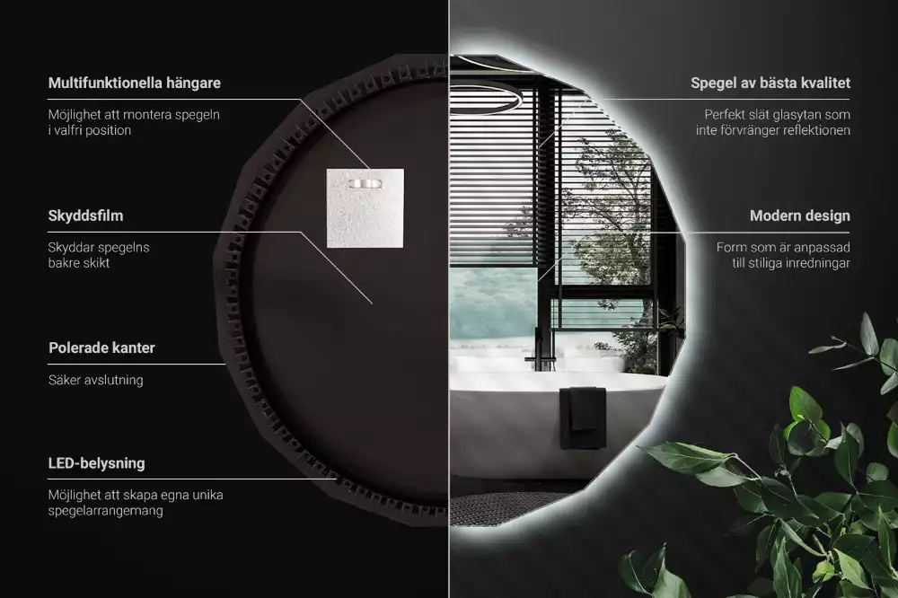 Polygonale Spiegel mit LED-Beleuchtung
