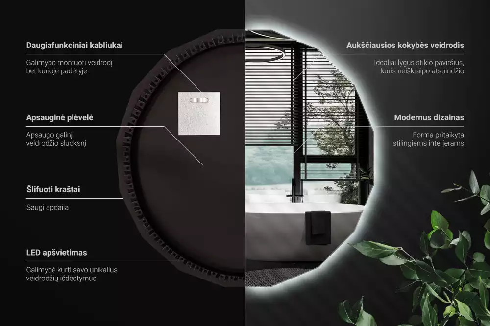 Polygonale Spiegel mit LED-Beleuchtung