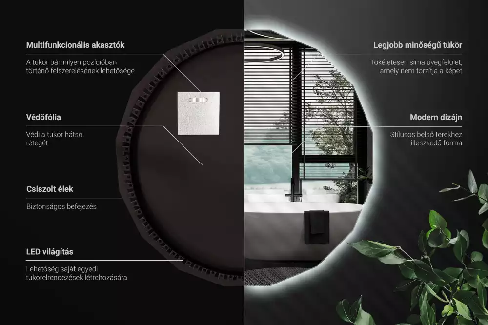 Polygonale Spiegel mit LED-Beleuchtung