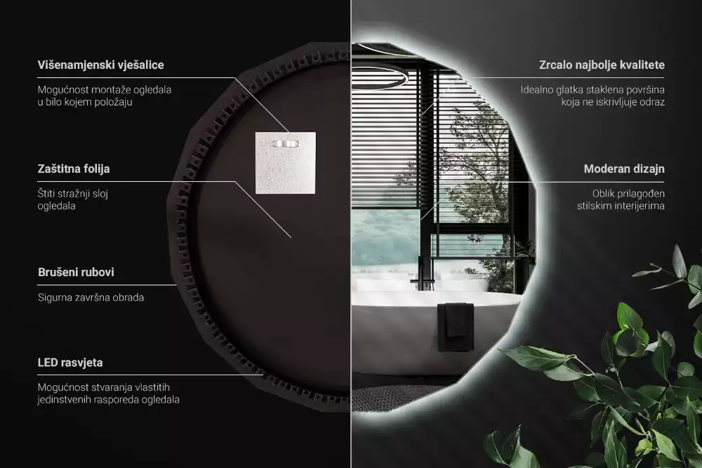 Polygonale Spiegel mit LED-Beleuchtung