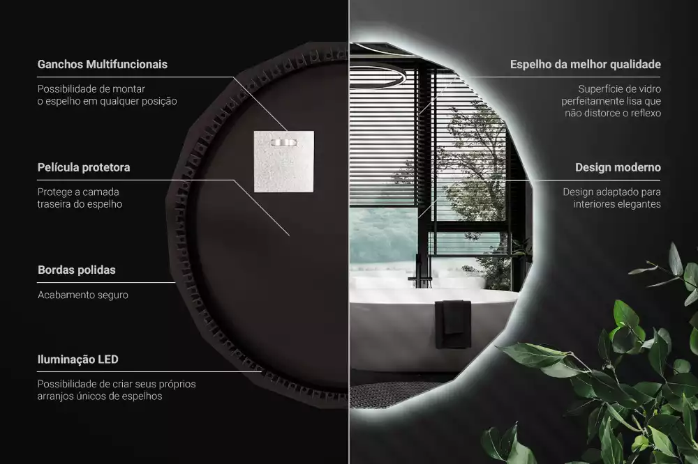 Polygonale Spiegel mit LED-Beleuchtung