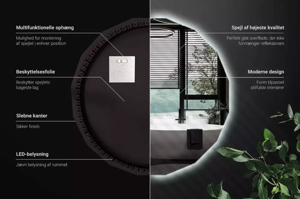 Polygonale Spiegel mit LED-Beleuchtung