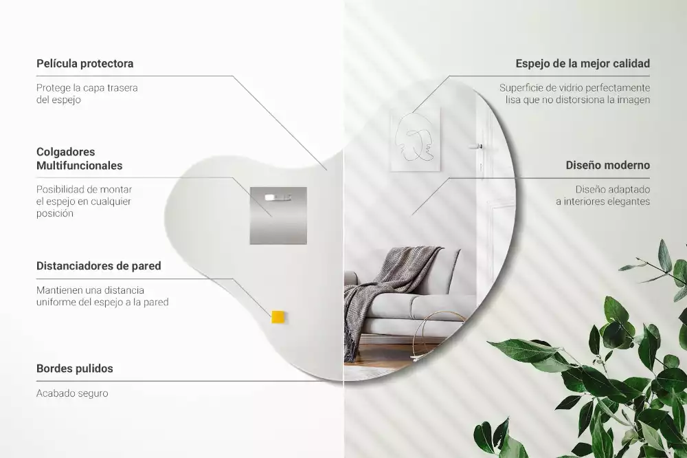 Spiegel organische form ohne rahmenaufhängung