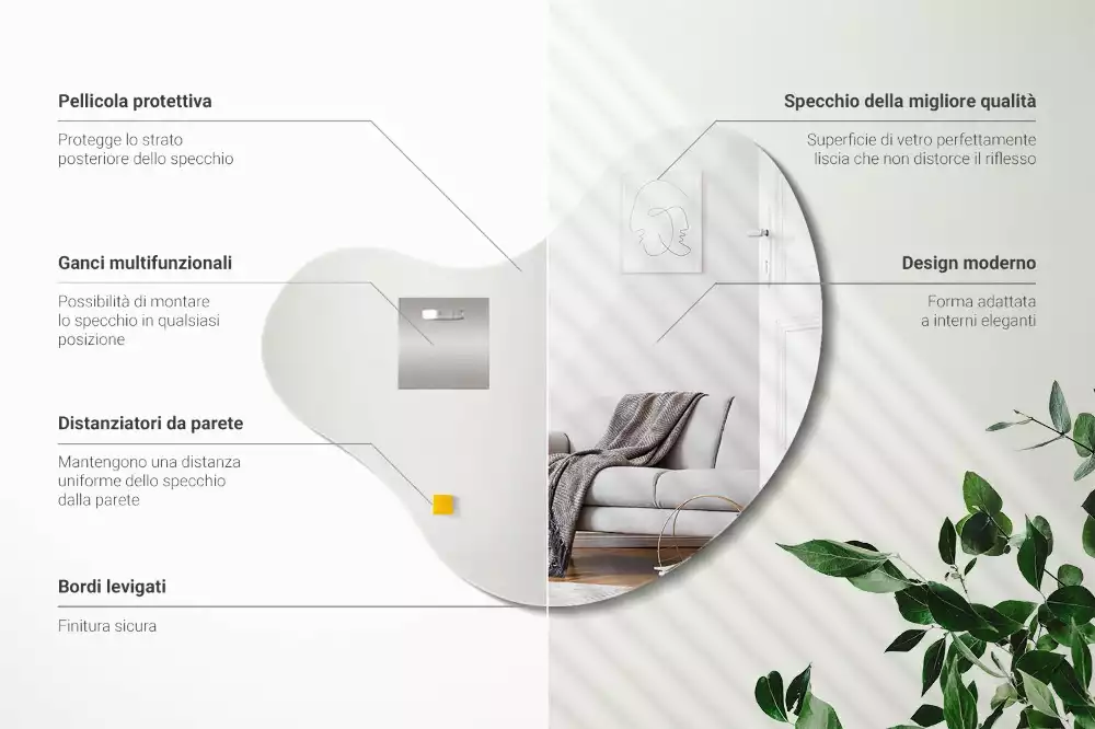 Spiegel organische form ohne rahmenaufhängung