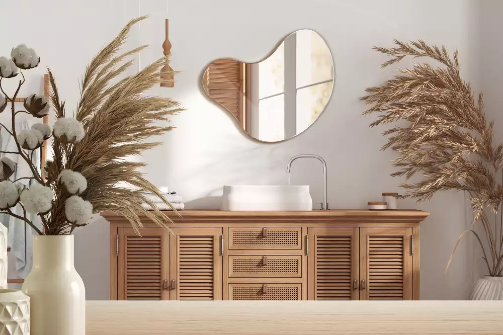 Spiegel organische form ohne rahmenaufhängung