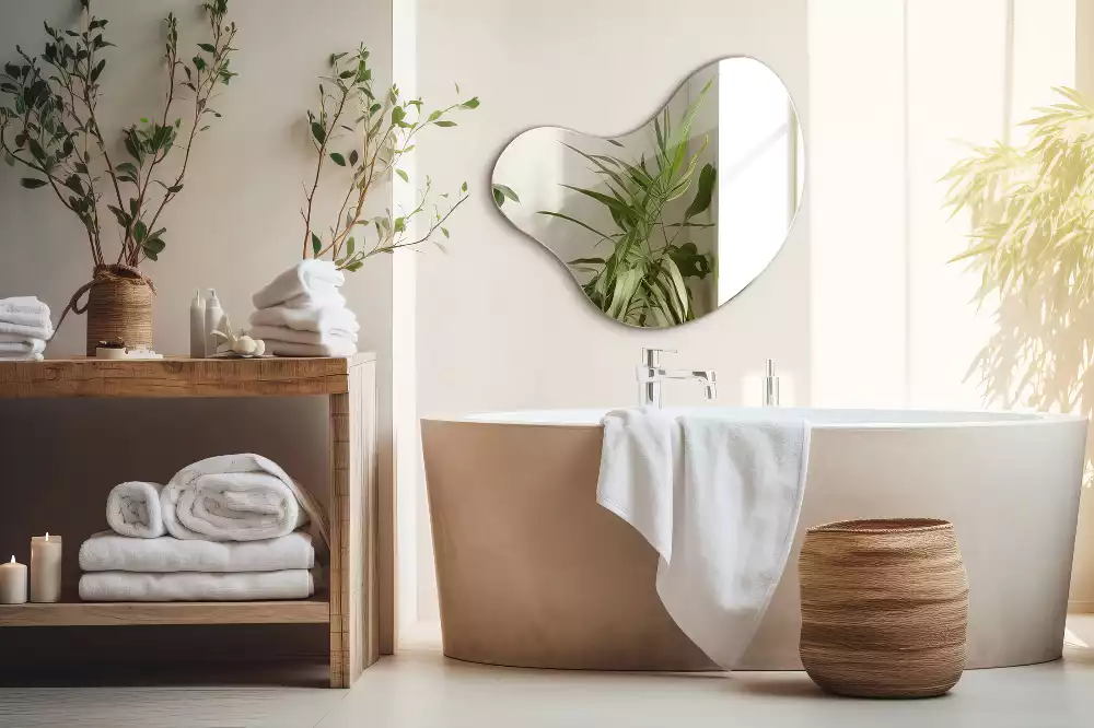 Spiegel organische form ohne rahmenaufhängung