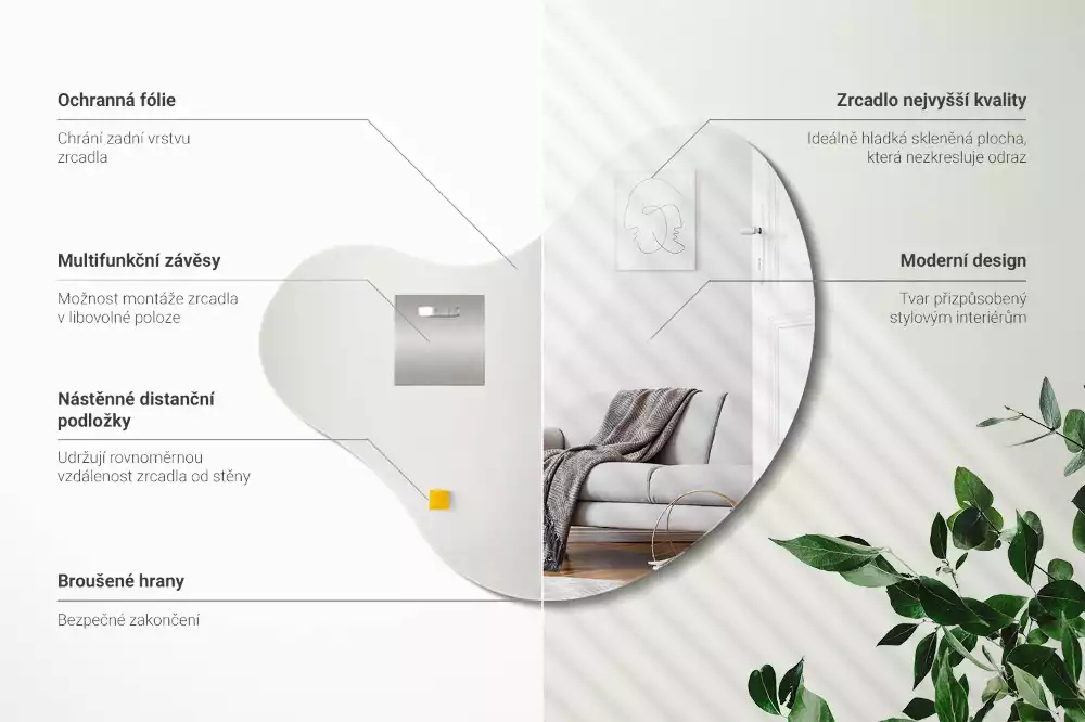 Spiegel organische form ohne rahmenaufhängung