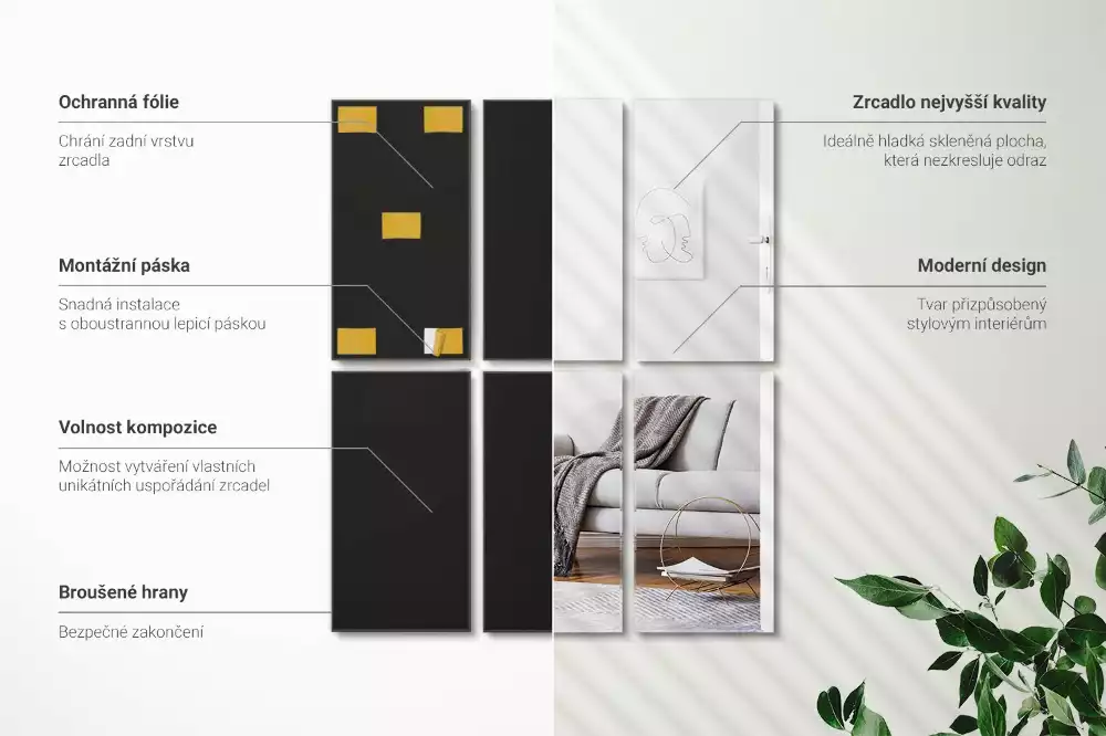 Selbstklebende spiegelfliesen