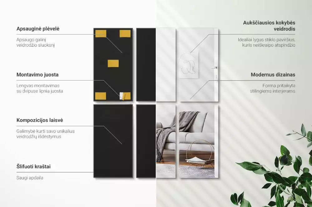 Selbstklebende spiegelfliesen