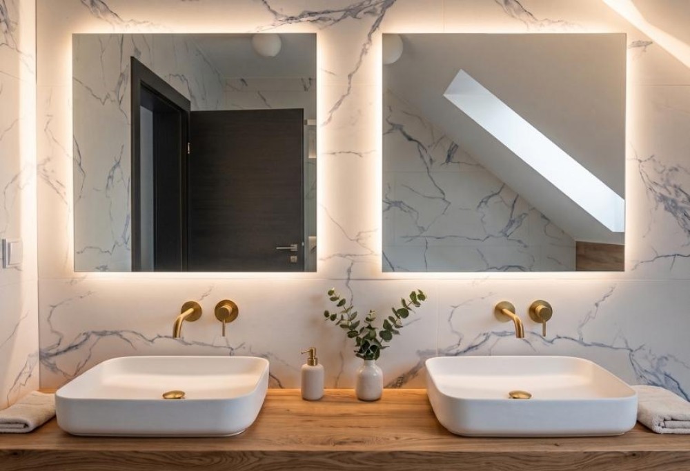 Welcher Spiegel für ein Badezimmer mit zwei Waschbecken?